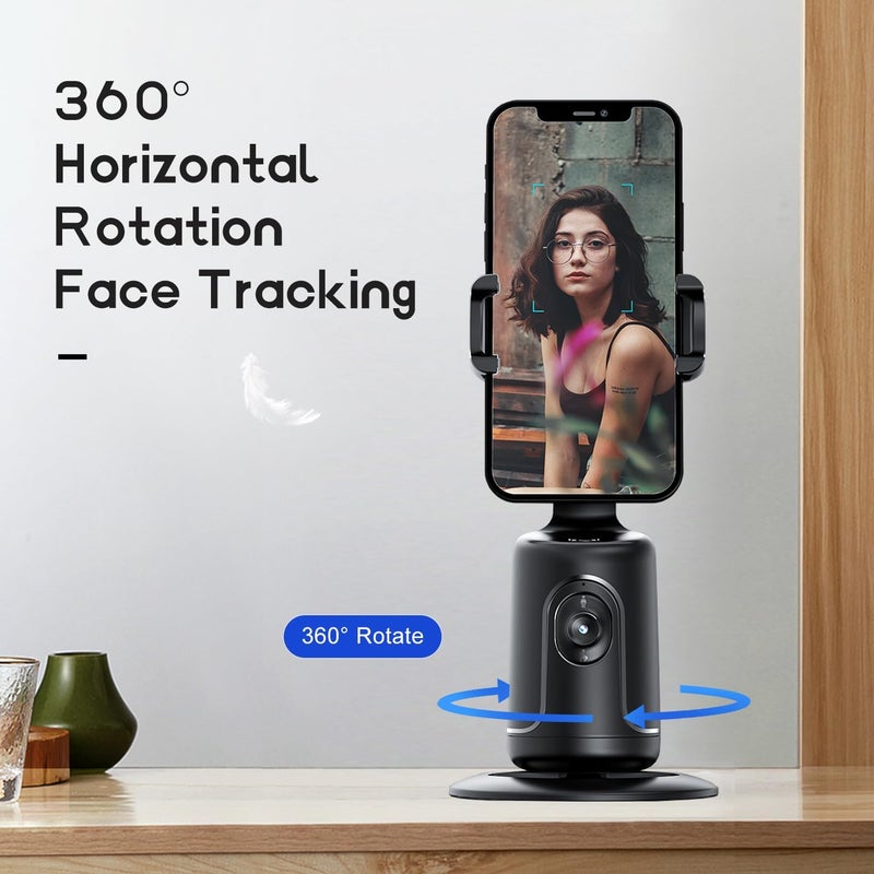 Green House Auto Face Tracking Phone Holder & Mount, 360°Fast Rotation, Gimbal Stabilizer for Influencer Content Creating Vlog, YouTube, TikTok, Gesture Recognization, GH-USTTA-BK - Image 2